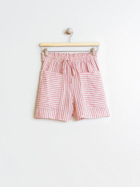 Linen Pinstripe Short - Red