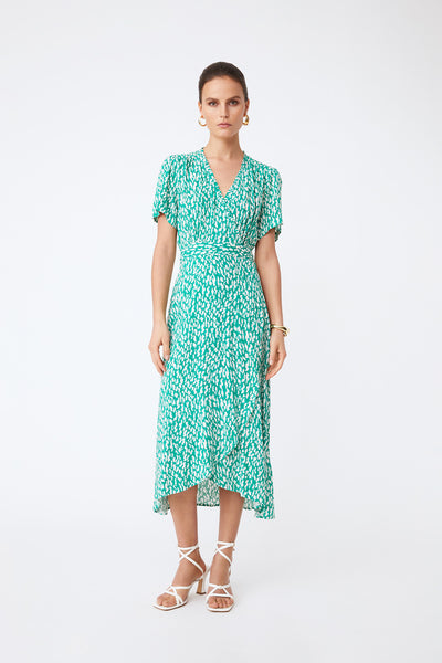 Suncoo Coline - Printed Midi Wrap Dress