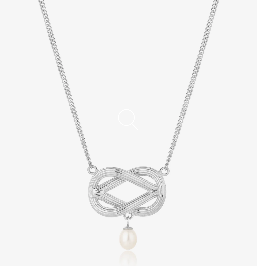 Claudia Bradby Silver Love Knot Pearl Necklace