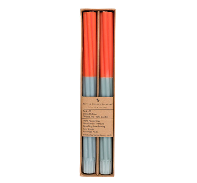 British Colour Standard Twisted Stripe Eco Dinner Candles