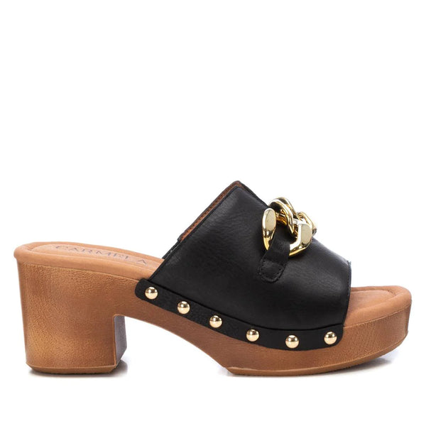 Carmela Leather Clog Sandals - Black