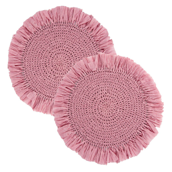 Natural Meadow Raffia Placemat - Pink - 2 Pack