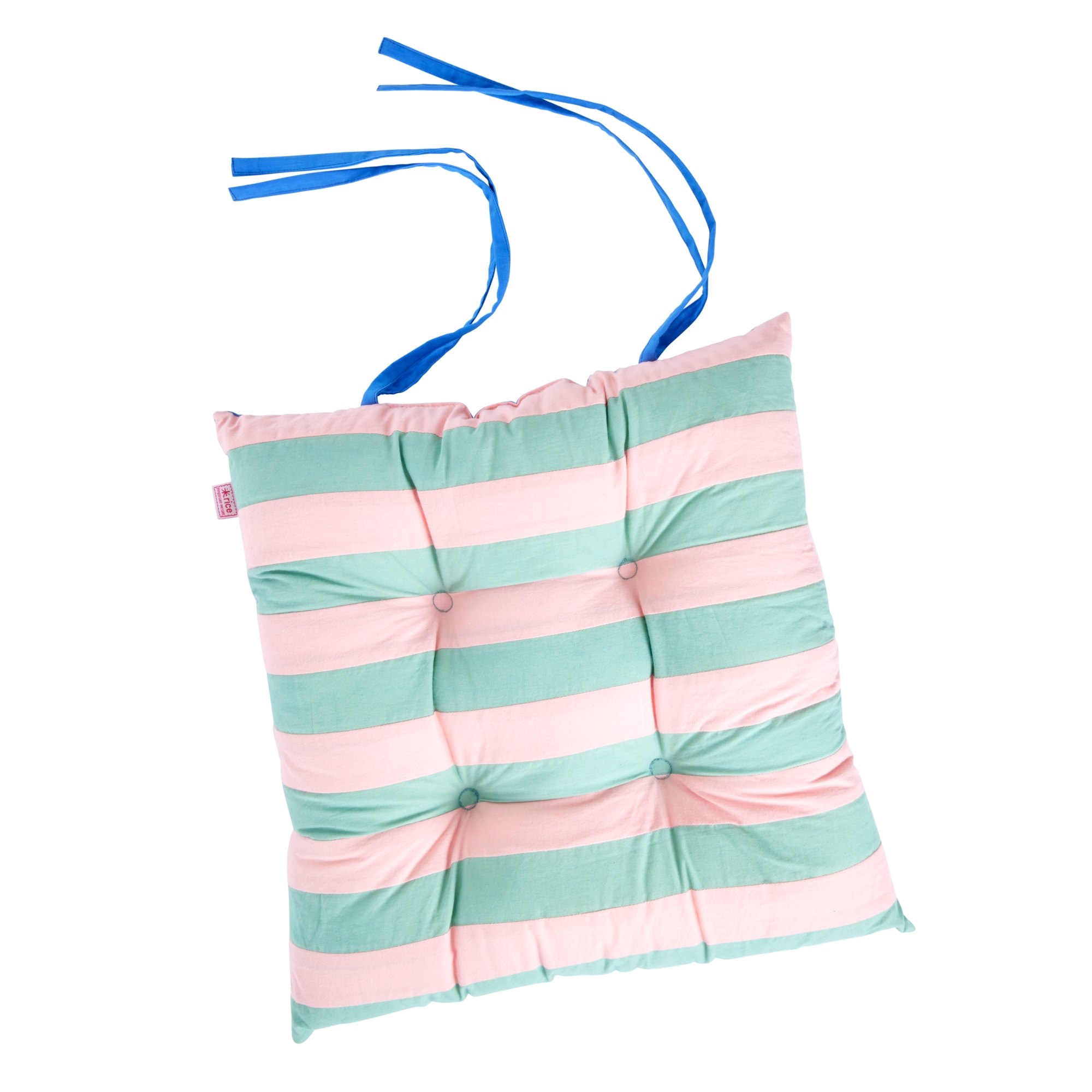Pink and Green Cotton Striped Seatpad
