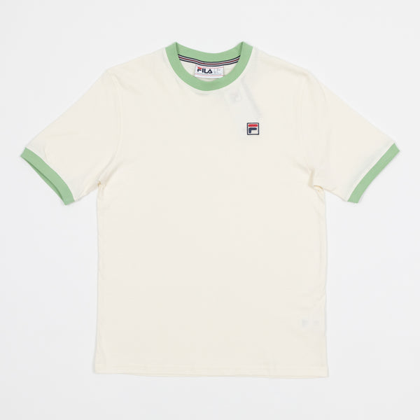 Marconi Contrast Rib Short-sleeved T-shirt In Cream & Green