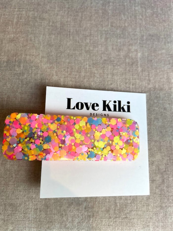 Love Kiki Multi Colour Confetti Glitter Resin Hair Clip