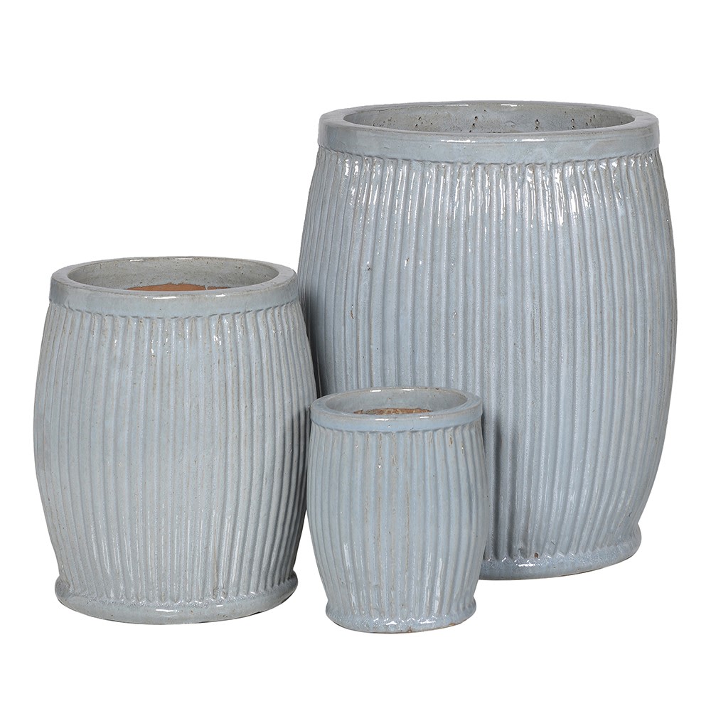 Ribbed Grey Planter Small