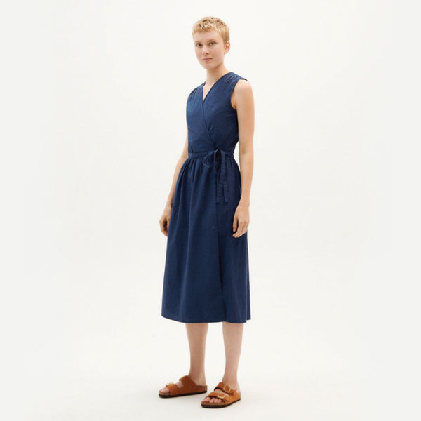 Navy Seersucker Amapola Dress