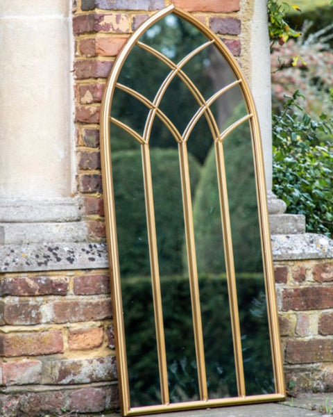 Gallery Direct Gold Trimmed Arch Outdoor Mirror
