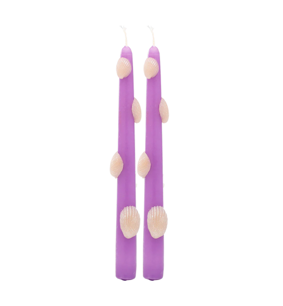 Set of 2 Lilac Scallop Candles