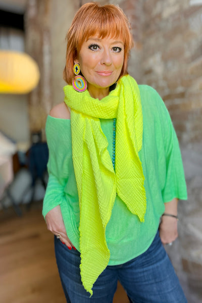 Neon Cotton Waffle Scarf