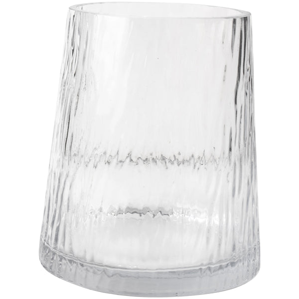 Glass Vase Clear Ripple Short