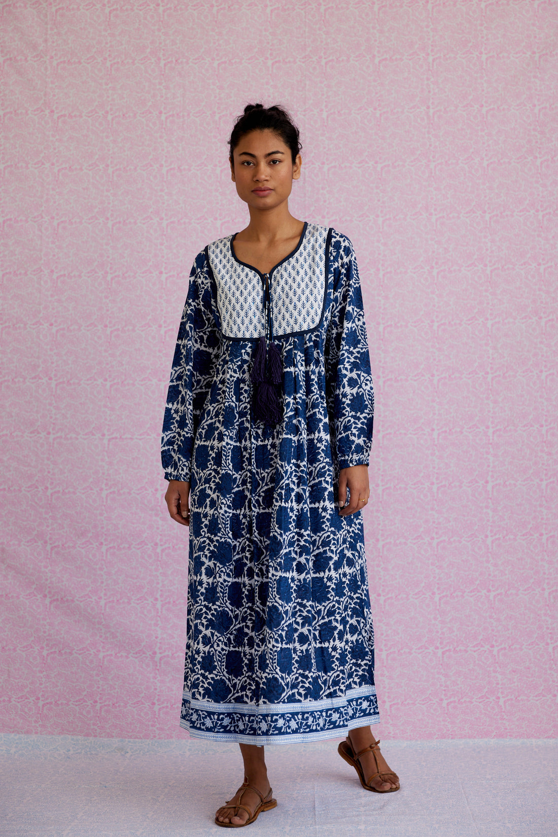 Indigo Rose Print Kitty Dress