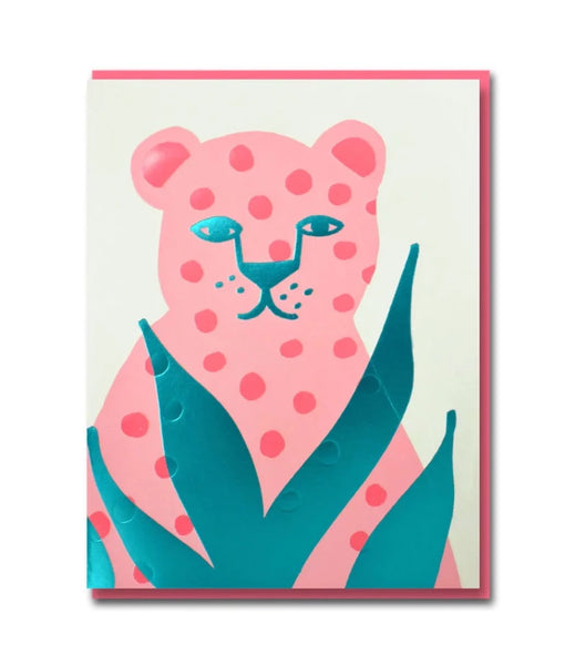 Joyful Pink Leopard Greeting Card