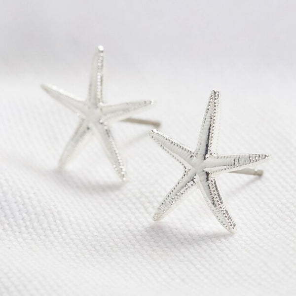 Starfish Stud Earrings In Silver