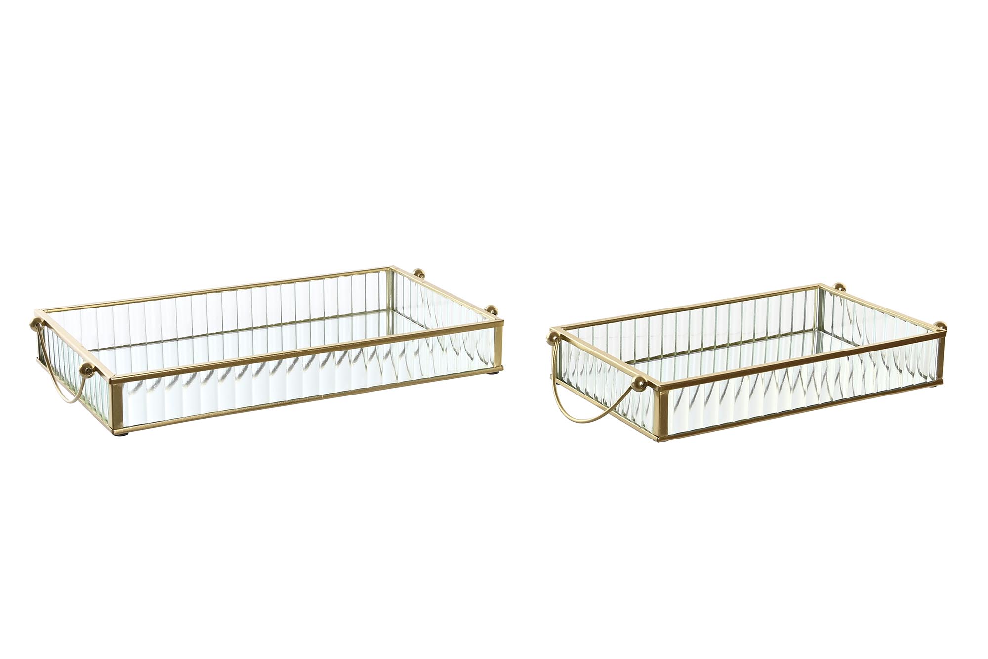 Set of 2 Metal and Mirror Tray