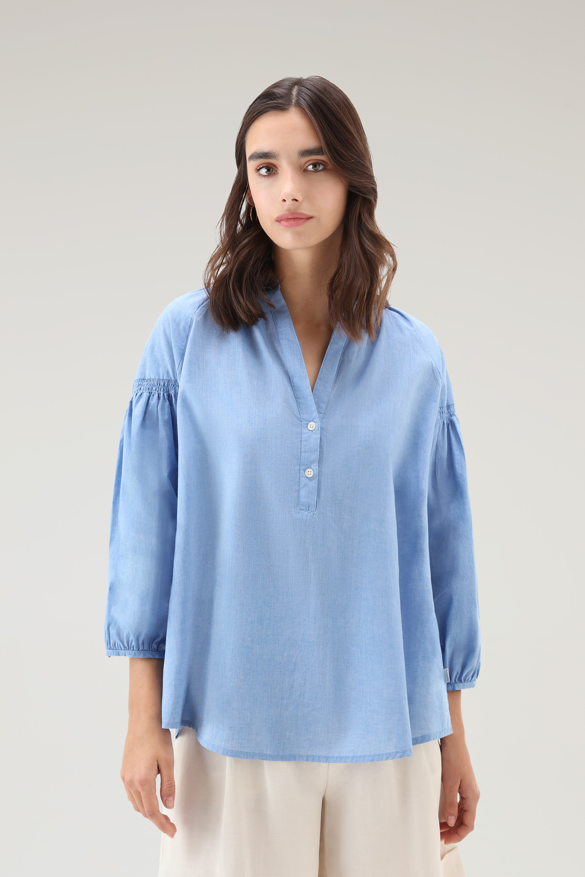 Chambray Blouse in Pale Indigo