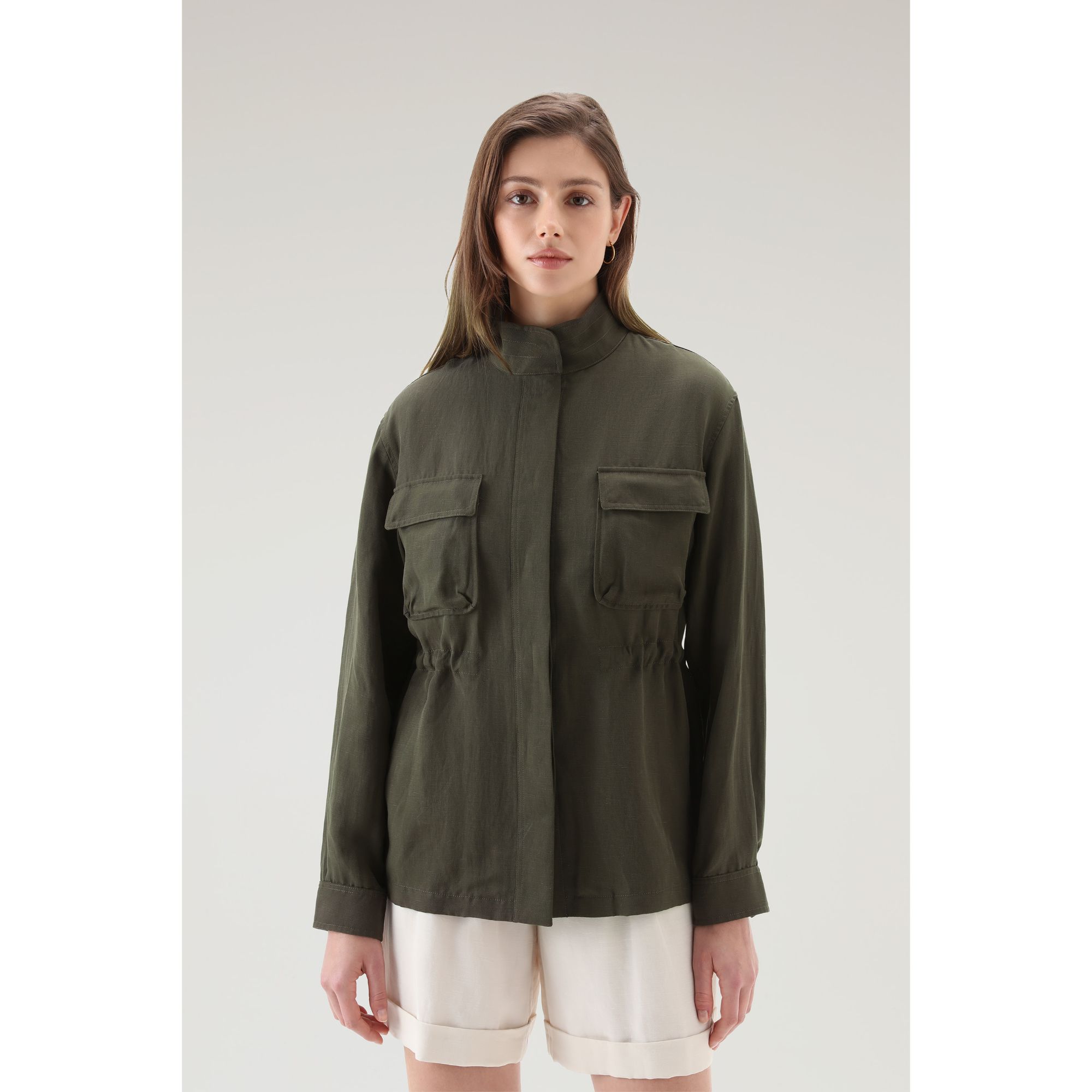 Fluid Utility Overshirt/Jacket in Dark Green