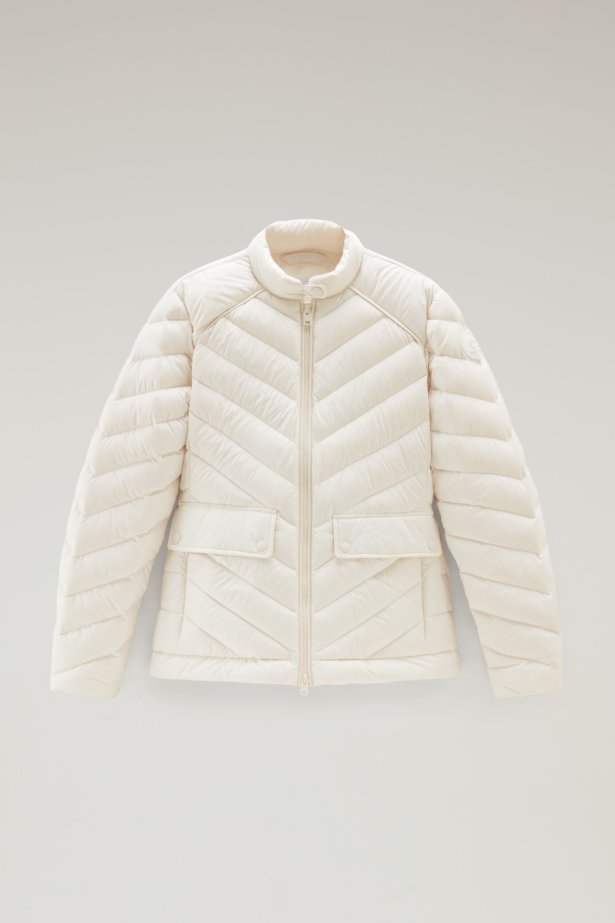 Chevron Quilt Short Jacket in Milky Cream