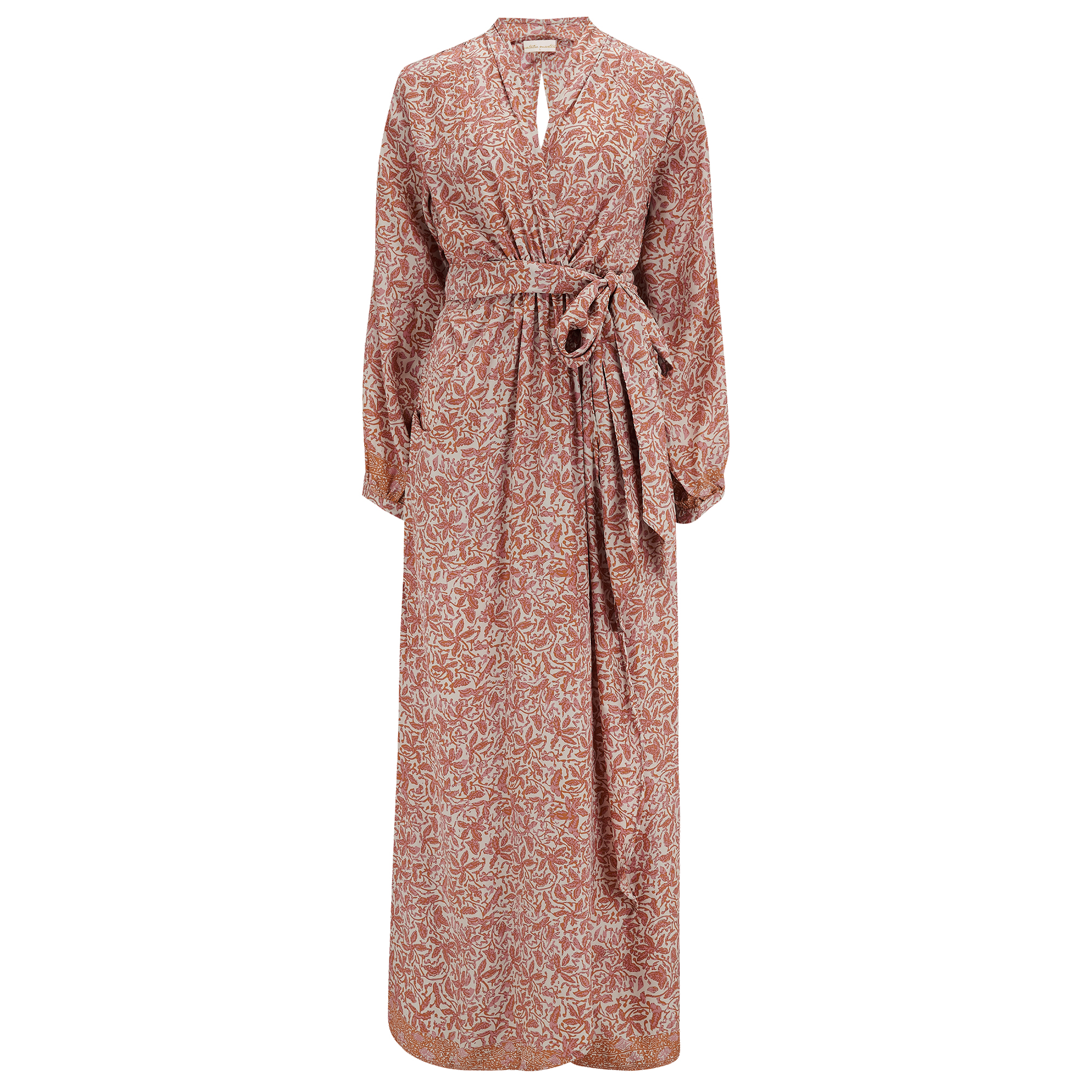 Nico Long Sleeve Maxi with Sash in Gloriosa Sandstone