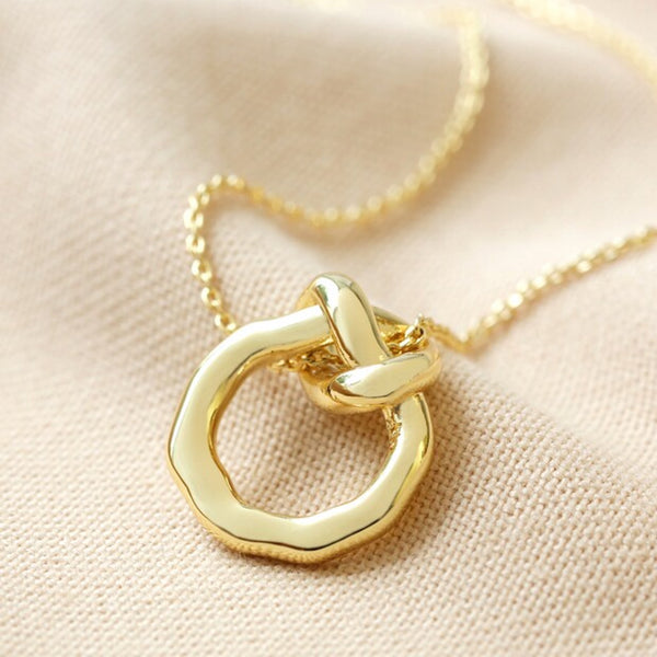 Gold Plated Organic Infinity Knot Necklace