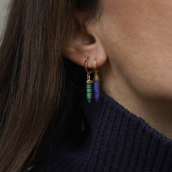 Green Malachite Huggie Earrings