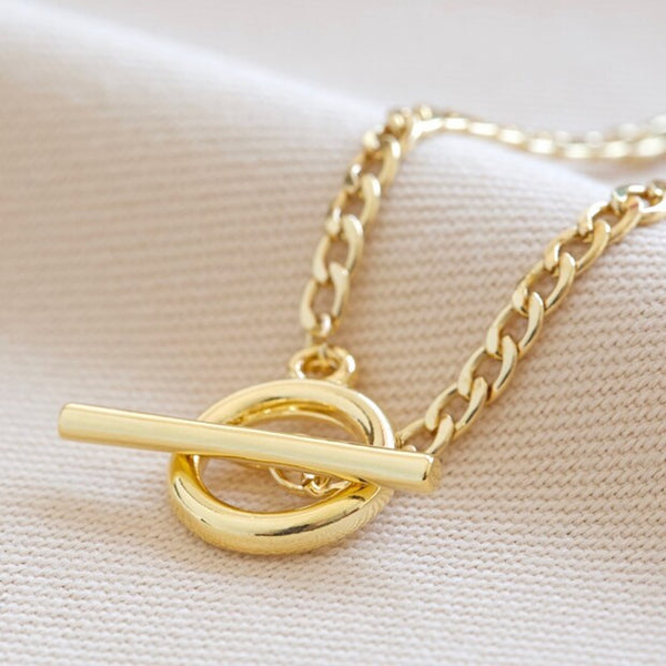 Gold Plated Bar & Toggle Necklace