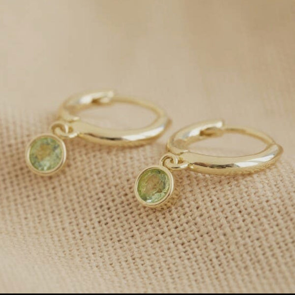 Peridot Huggie Earrings