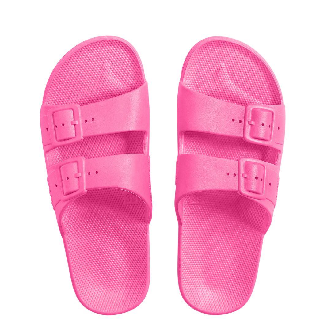 Freedom Moses Glow Pink Neon Slides
