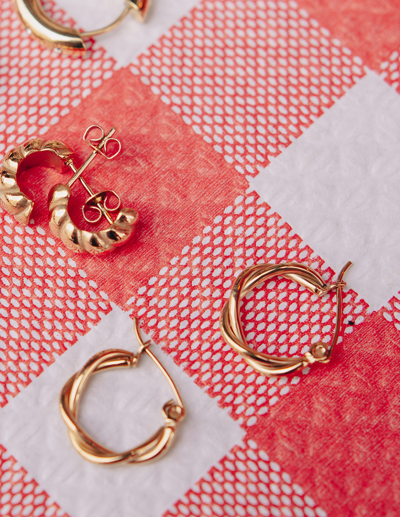 Nordic Muse  Gold Small Entwined Latch Hoop Earrings, Waterproof