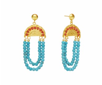 Samara Turquise and Red Agate Drop Earrings