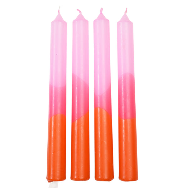 Pack of 4 Orange and Pink Dip Dye Candles