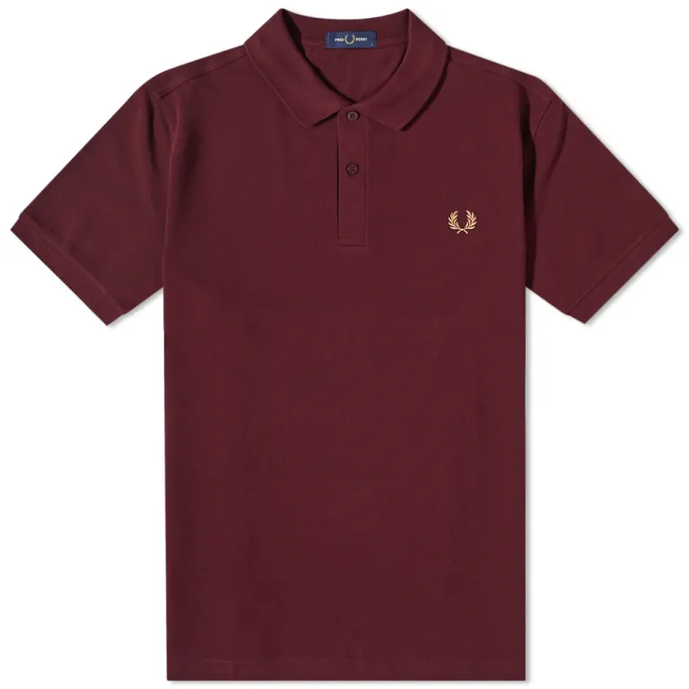 Fred Perry Slim Fit Plain Polo Uniform Oxblood