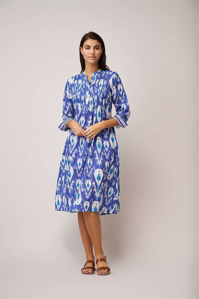 Fashion Phantom Shirt Dress Ikat Blue