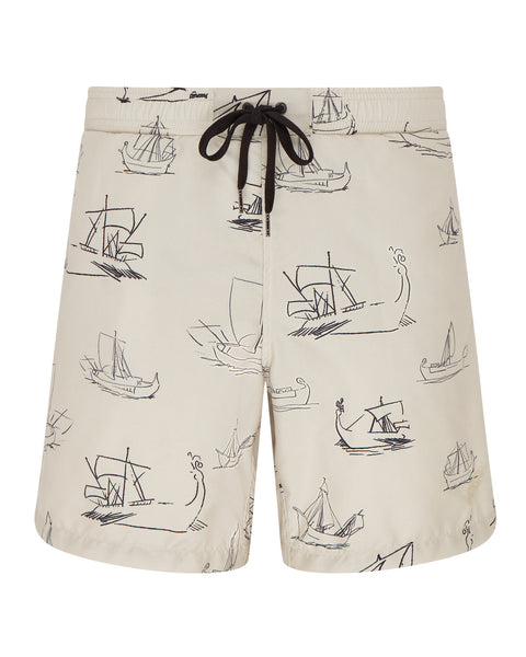 Roman Boat Print Swim Shorts (sun/navy)