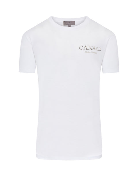 Italian Summer Print Short Sleeve T-shirt (white)