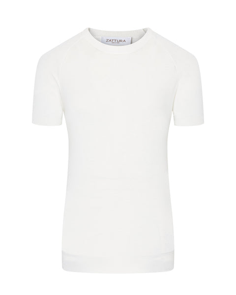 Raglan Sleeve Knitted T-shirt (white)