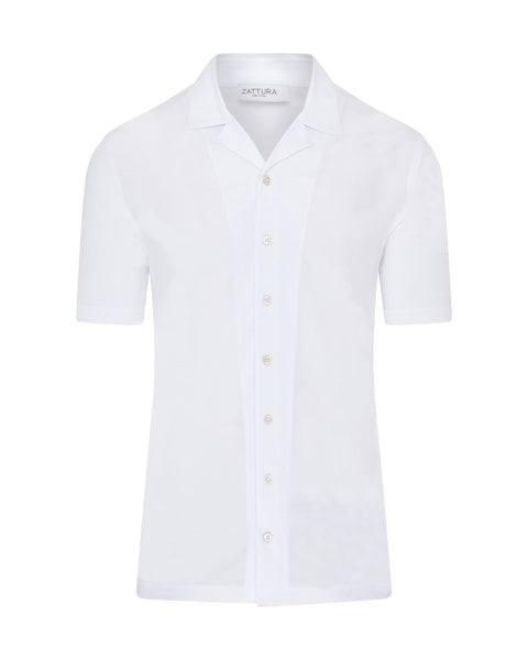 Mercerised Cuban Short Sleeve Shirt (white)