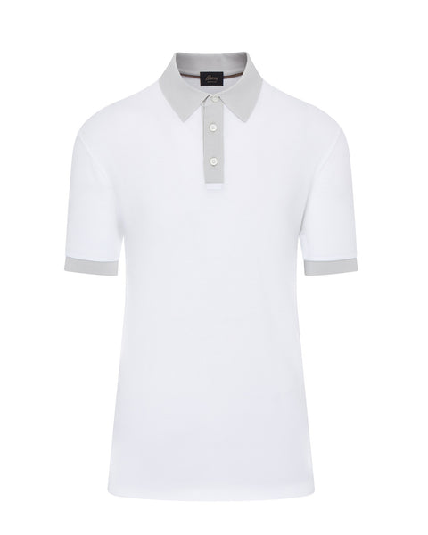 Contrast Collar Short Sleeve Polo (white)