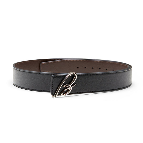 B' Reversible Leather Belt (black/brown)