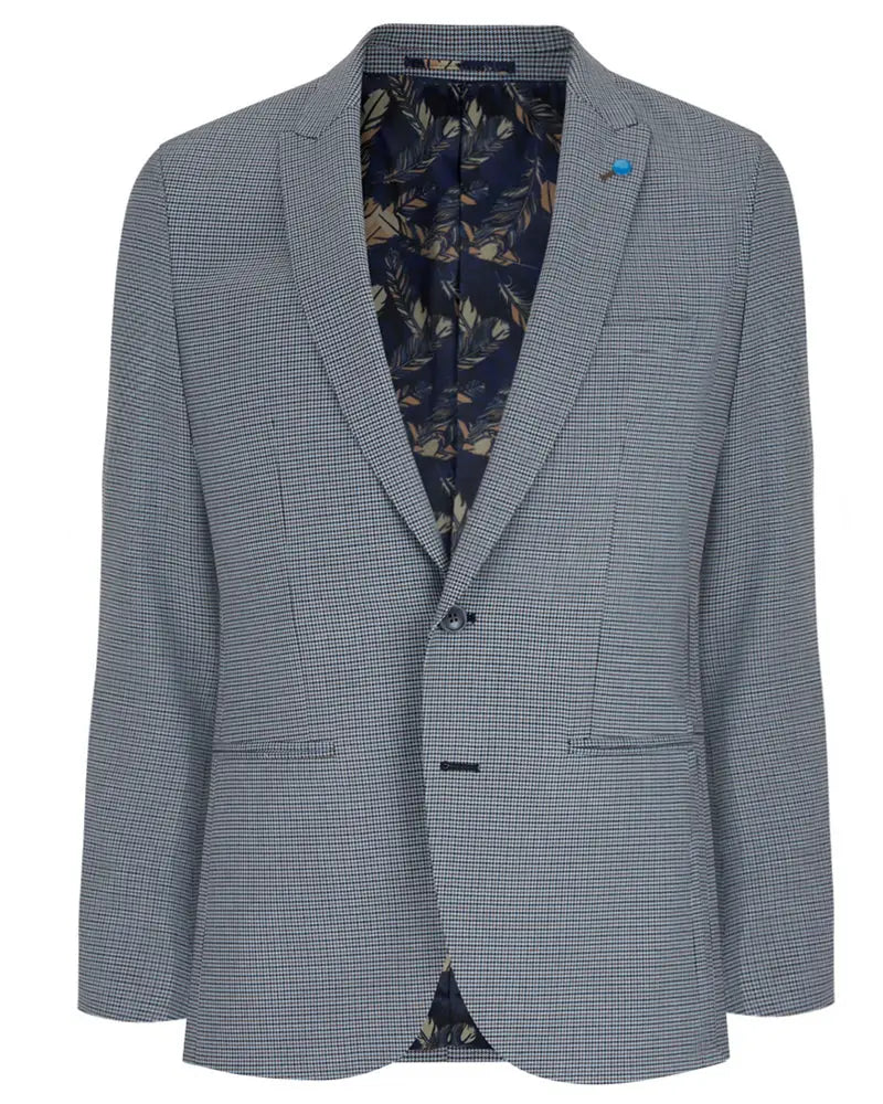 Tyler Houndstooth Suit Jacket - Blue