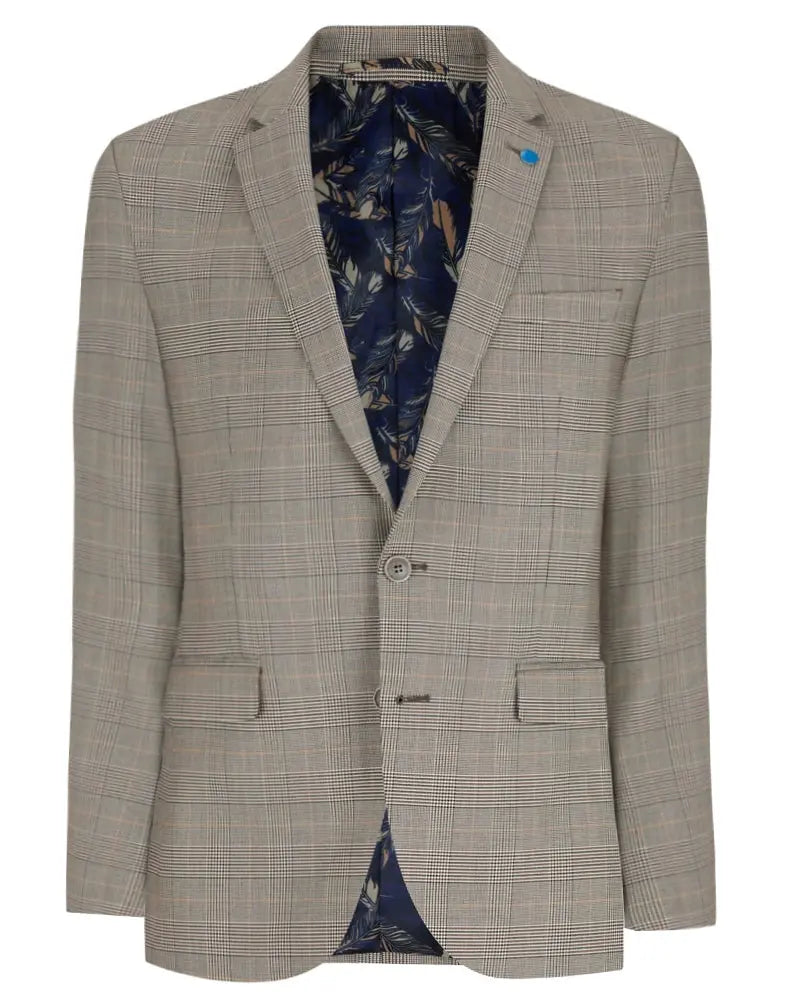 Zach Prince of Wales Check Suit Jacket - Beige