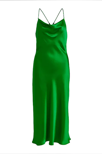 Sateen Fern Green Midi Dress