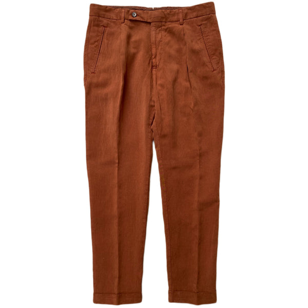 Lyocell Linen Chino Pants In Brick Red