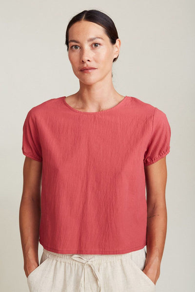 Cabrera Coral Red Linen Blouse