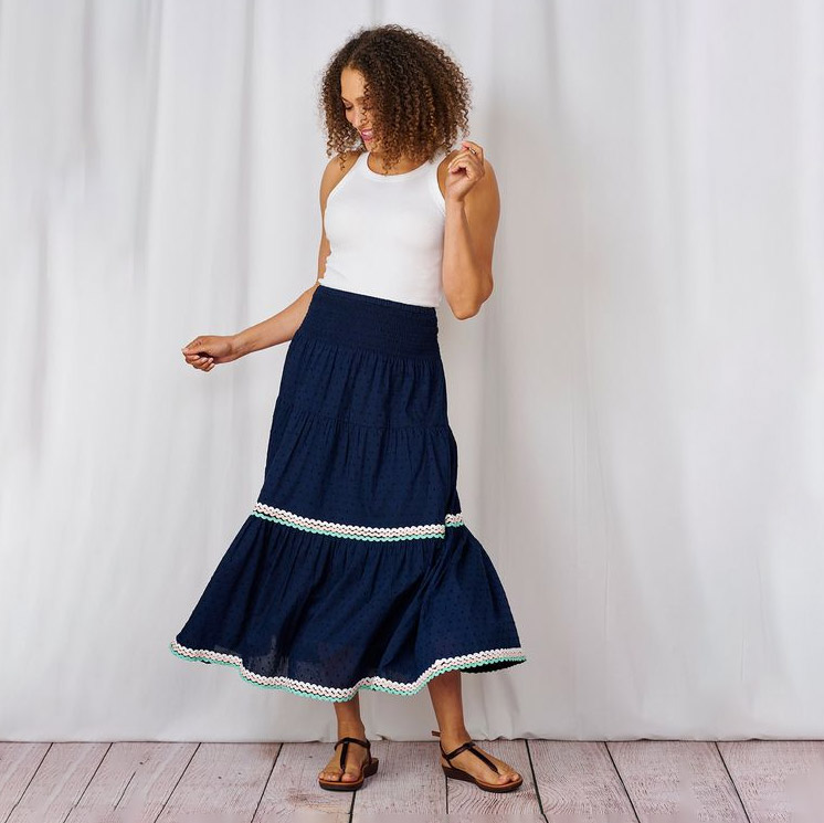 Navy Rik-Rak Skirt