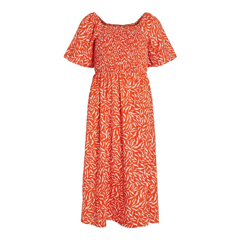 Orange Square Neck Dress