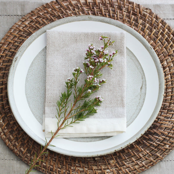 Pair of Herringbone Napkins - Taupe