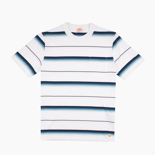 Jacquard T Shirt - White/Marine Deep