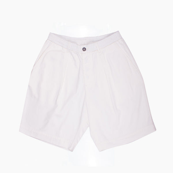 Pleated Track Shorts - Ecru