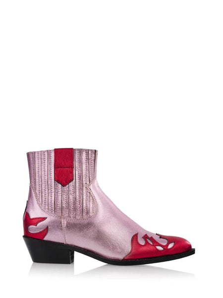 Austin Metallic Ankle Boots Pink/ Red